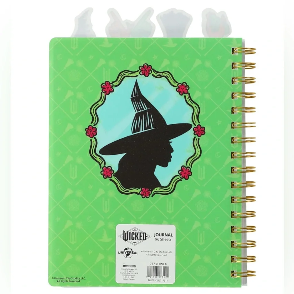 NEW!! Universal’s Wicked Elphaba Spiral-Bound Tabbed Journal (Green)